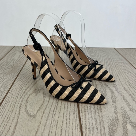 kate spade Shoes - Kate Spade Veronica Pointed-Toe Raffia Slingback Pumps 7.5 Black Beach Sand $248